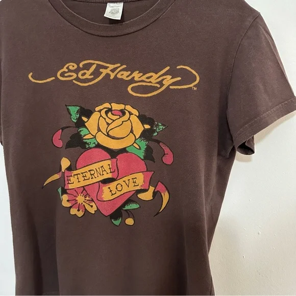 Ed Hardy By Christan Audigier Eternal Love Short Sleeved T-shirt Women’s Size L - Picture 3 of 11